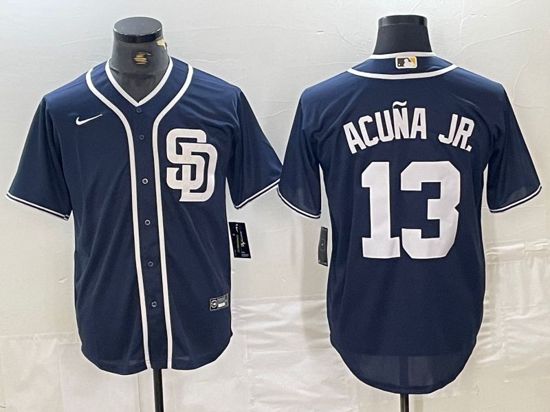 Men San Diego Padres #13 Acuna jr Blue 2024 Nike Game MLB Jersey style 1